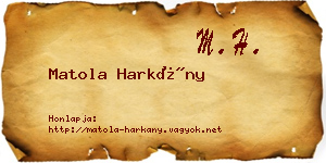 Matola Harkány névjegykártya
